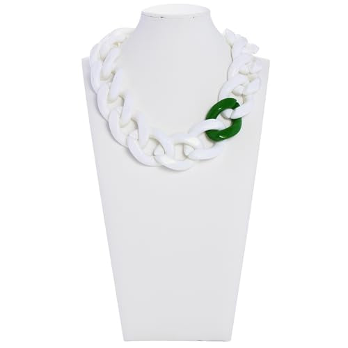 Firstmeet Statement Chunky Acrylic Chain Link Choker Necklace for Women - color: White-GR