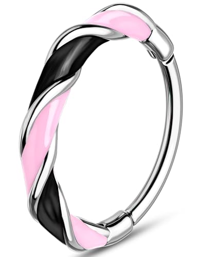 Melighting 20G Twist Nose Ring Hoop Stainless Steel 316L Piercing Jewelry | 7/8 mm Nose Piercing Jewelry, Cute Hinged Segment Clicker Lobe Helix Daith Cartilage Earring for Women - color: Steel PKB, size: 20g7mm