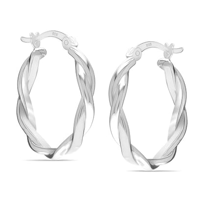 LeCalla 925 Sterling Silver Hoop Earrings | Lightweight Click-Top Gold Plated Anchor Infinity Earrings for Women - color: Infinity Twisted Silver Finish