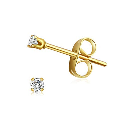 FOSIR 10 Pairs Tiny Womens Surgical Stainless Steel Clear Cubic Zirconia Stud Earrings, Hypoallergenic 316L Earrings Set - style: 2mm-6 pair-Gold