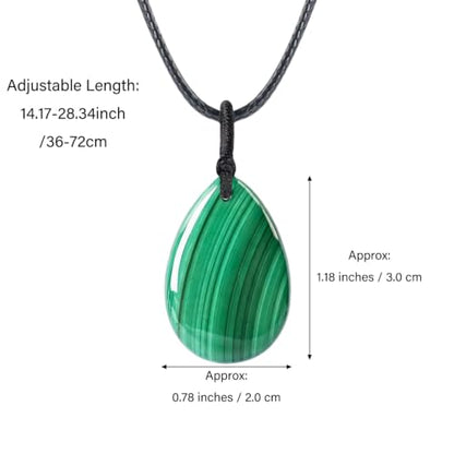 Teardrop Gemstone Necklaces for Women, Healing Crystal Pendant Necklace Birthstone Jewelry for Women - color: Malachite