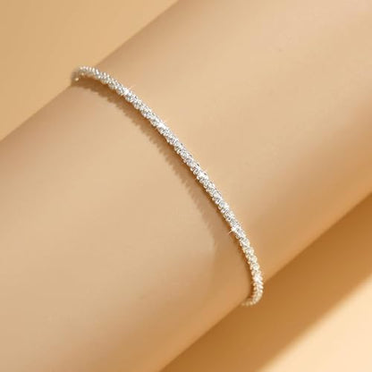 Nanafast 4-6PCS Ankle Bracelets Set for Women Gold Boho Beach Anklet Chain Adjustable Foot Jewelry for Women Extremely Simple Style - color: 2Pcs Silver