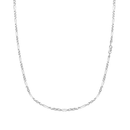 Ritastephens Sterling Silver or Gold Tone Italian 2.1mm Figaro Link Chain Anklet, Bracelet, or Necklace - style: 24" Chain Necklace (Silver)
