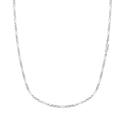 Ritastephens Sterling Silver or Gold Tone Italian 2.1mm Figaro Link Chain Anklet, Bracelet, or Necklace - style: 20" Chain Necklace (Silver)