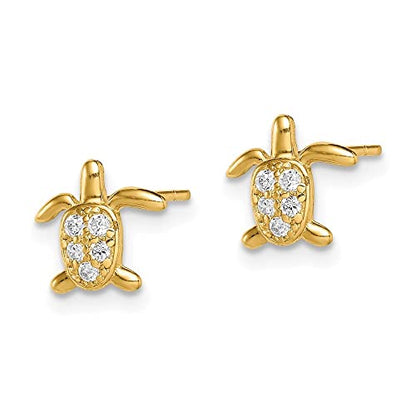 Diamond2Deal 14k Yellow Gold Cubic Zirconia Turtle Stud Earrings Len-0.3 In