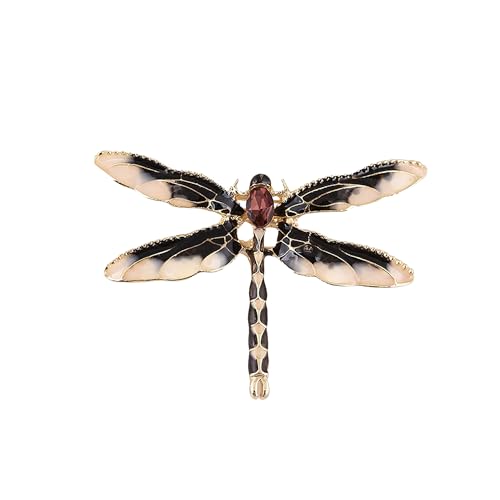 Dragonfly Enamel Brooch for Women Men, Lovely Retro Animal Lapel Pin, Vintage Art Dragonfly Jewelry, Christmas Gift Brooch for Coat Hat Bag - color: Coffe
