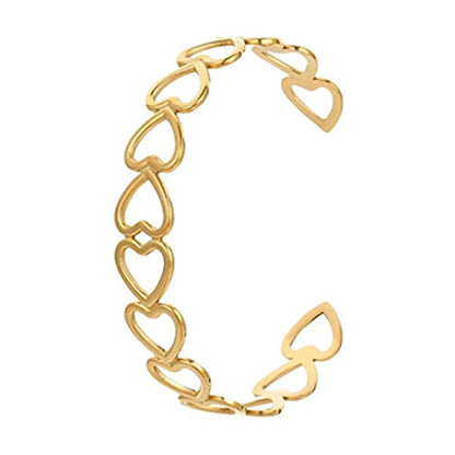 Womens Cuff Bracelets Heart Open Bangle Jewelry - color: Gold