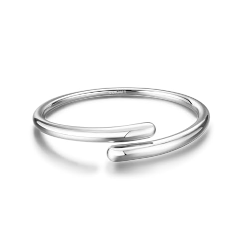 14K Gold Filled Cuff Bnagle Bracelets for Women Bypass Teardrop Adjustable Wrap Open Bracelet Simple Minimalist Statement Stackable Bracelets High Polished Smooth Gold Silver Tone - color: Silver