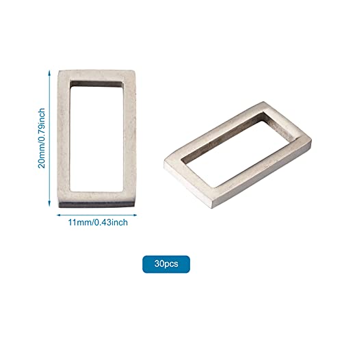30Pcs Rectangle Linking Charms Hollow Frame Charms Stainless Steel Linking Rings Hollow Metal Pendant Frames Connectors for Earrings Bracelet Necklace Jewelry Making - color: Antique Silver