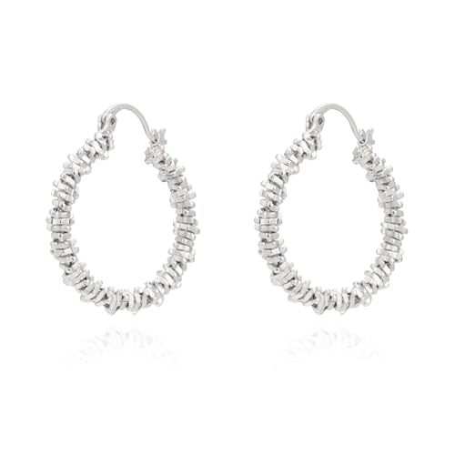 Milan Chiva Acrylic Gold Hoop Statement Dainty Summer Earrings | Brown Resin Chunky Huggie Vintage Earrings | Clear Enamel Drop Earring Lightweight Hypoallergenic Trendy Jewelry Gifts for Women - color: G-Silver