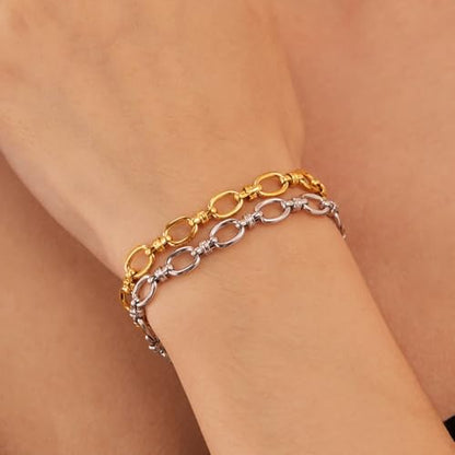 Jude Jewelers Stainless Steel Linked Infinity Charms Chain Style Bracelet - color: Silver