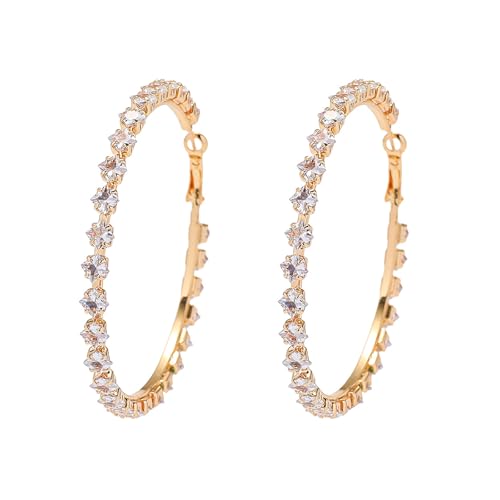 Mult-colors Cubic Zircon Hoop Earrings for Women Lightweight Hypoallergenic Jewelry for Sensitive Ears for Women Large Big Hoop Earrings DTE-GG60S - color: YXE057GL-W 6cm