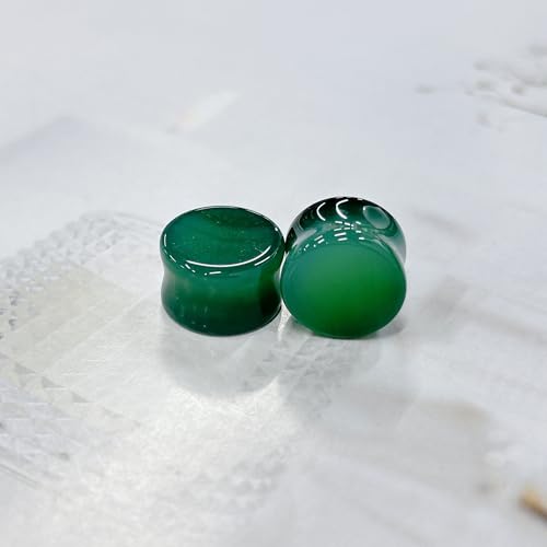 Green Agate Ear Plugs Double Flared Expander Earrings for Women Men 1 Pair Natural Solid Stone Saddle Ears Stretching Tunnels Gauges Stretcher Lobe Earring Body Piercing Jewelry Size 2g to 5/8'' - size: 9/16"(14mm)