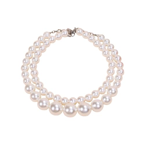 Large Big Simulated Pearl Adjustable Chain Necklace Bracelet Dangling Earrings Ring for Women Jewelry Set Imitation Dainty Elegant Wedding Party Birthday - color: necklace