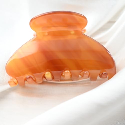 Handmade Celluloid Acetate French Design Barrettes Tortoise Shell Claws Hair Claw Luxury Fashion Accessories Hair Clip for Women (amber) - color: amber