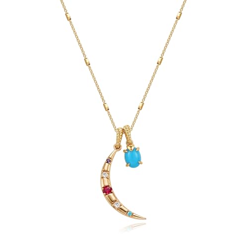 MTMY Gold Moon Pendant Necklace for Women,14K Gold Plated Dainty Chain Crescent Moon Sun Star Necklace Jewelry - style: mix moon