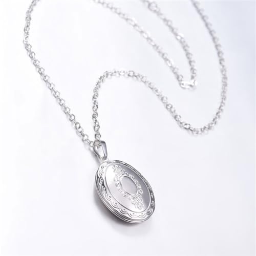 2 Pcs Locket Necklace that Holds Pictures Stainless Steel Locket Pendant Necklace Image Chain Necklaces for Women - color: Oval 2