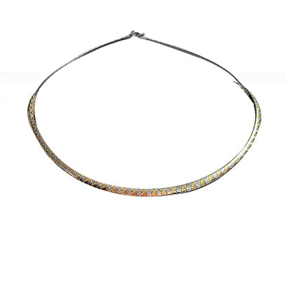 JAJAFOOK 4/6/8 MM Width Snake Bone Chain Stainless Steel Slash Wavy Flat Omega Collar Necklace - color: 4mm Silver Gold