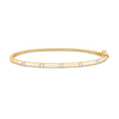 Classic Plain Design & 7 inch Bangle Bracelet for Women | Metal: Sterling Silver|Stone: Moissanite - color: Sparkle Bar