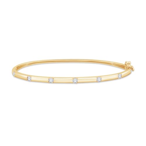 Classic Plain Design & 7 inch Bangle Bracelet for Women | Metal: Sterling Silver|Stone: Moissanite - color: Sparkle Bar