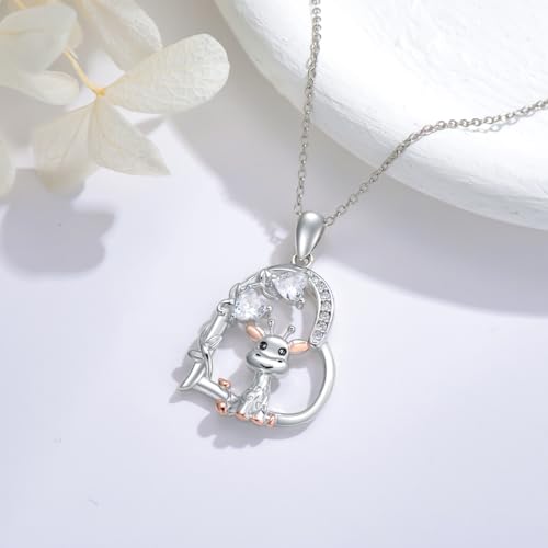 Heart Animal Necklace 925 Sterling Silver Cute Animal Pendant Jewelry Birthday Gifts for Women Girlfriend Mom Animal Lovers - style: Giraffe