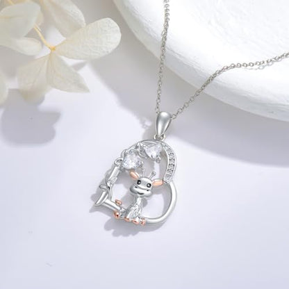 Heart Animal Necklace 925 Sterling Silver Cute Animal Pendant Jewelry Birthday Gifts for Women Girlfriend Mom Animal Lovers - style: Giraffe