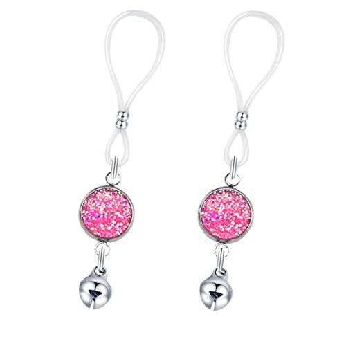 Non Pierced Nipple Jewelry Chains Faux Nipple Piercing Rings Bells Stainless Steel Nipple Noose - color: E