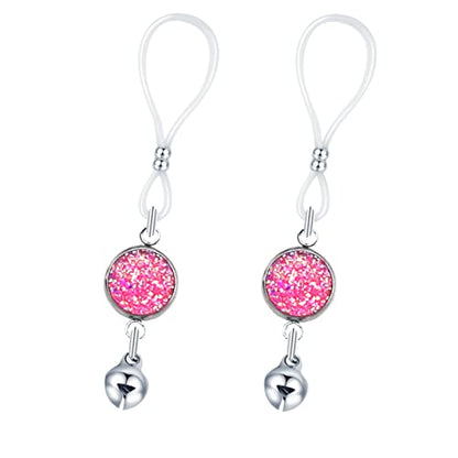 Non Pierced Nipple Jewelry Chains Faux Nipple Piercing Rings Bells Stainless Steel Nipple Noose - color: E