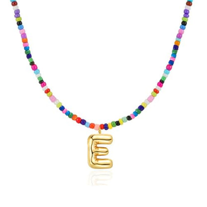 Colorful Initial Necklaces Gifts for Girls Kids Teens, 6-18 Year Old Girl Birthday Gift Teen Girl Gifts Trendy Stuff Gold Bubble Letter Pendent Necklace Jewelry - style: E