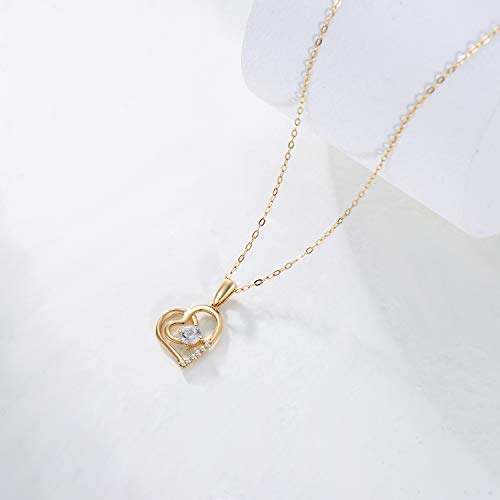 SISGEM 14K Solid Gold Heart Necklace for Women,Yellow Gold 0.55 Carat(CTTW) Moissanite Infinity Heart Pendant Necklaces Anniversary Birthday Gifts for Wife Mom 16''-18'' - color: Style-2