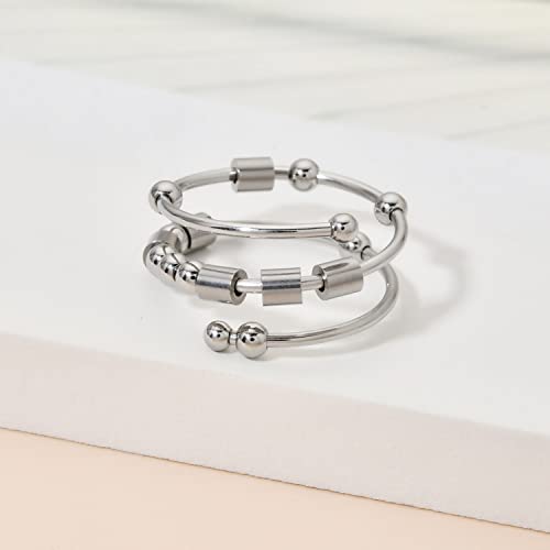 Morse Code Rings for Women, Stainless Steel Spinner Ring Fidget Rings for Anxiety Ring Morse Code Rings Inspirational Gifts Jewelry Women Birthday Graduation Gifts for Best Friends - style: 8 Loved