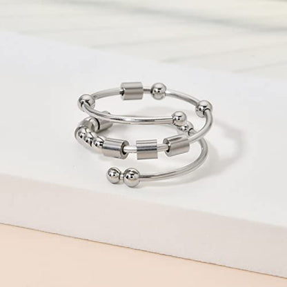 Morse Code Rings for Women, Stainless Steel Spinner Ring Fidget Rings for Anxiety Ring Morse Code Rings Inspirational Gifts Jewelry Women Birthday Graduation Gifts for Best Friends - style: 8 Loved