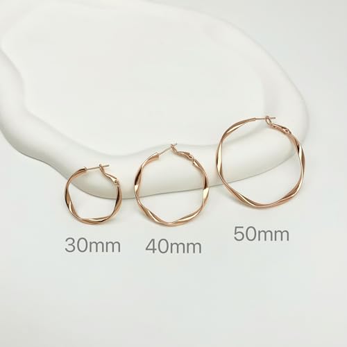 Rose/White/18k Gold Plated Hoop Earrings Lightweight Hoop Earrings For Women Loop Earrings 1in 2in - color: Rose Gold, size: 30mm