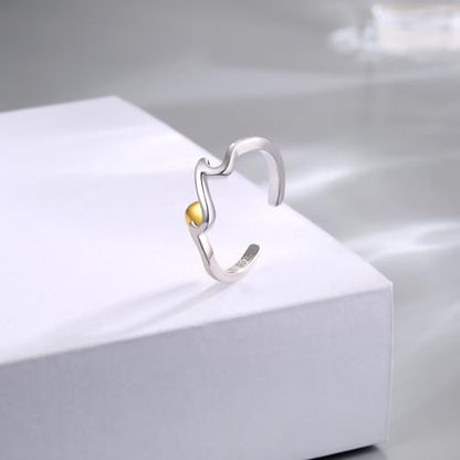 Sariel 925 Sterling Silver Toe Rings for Women Boho Adjustable Mid Finger Rings Summer Vacation Ocean Beach - color: Wave