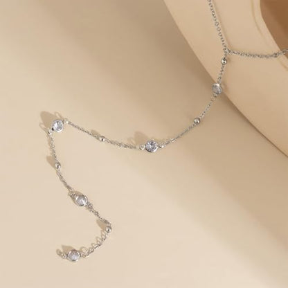 Gold Long Chain Y Necklace for Women Dainty Tassel Rhinestone Statement Collar Choker Necklace Simple Daily Charm Beach Party Jewelry