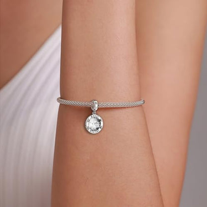 Birthstone Charms for Women Bracelets Birthday Bead Charms fit Pandora Bracelets Mothers Day Gifts for Women - color: 04-April(Diamond)