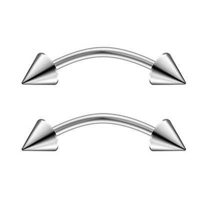 Ruifan 12pcs Surgical Steel Tiny Curved Eyebrow Ear Navel Belly Lip Ring Barbell Piercing Jewelry 20g 6mm/8mm/10mm - style: 12PCS - 20G 1/4" w Spikes