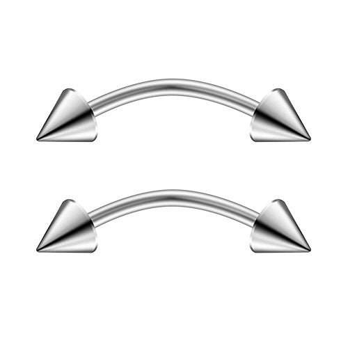 Ruifan 12pcs Surgical Steel Tiny Curved Eyebrow Ear Navel Belly Lip Ring Barbell Piercing Jewelry 20g 6mm/8mm/10mm - style: 12PCS - 20G 5/16" w Spikes