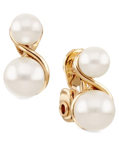 Anne Klein Women's Pearl Stud Earrings, Layered Statement Fashion Jewelry for Everyday and Evening Wear - color: Double Pearl