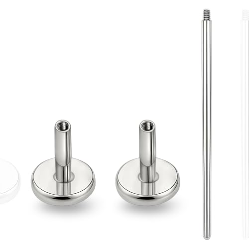 limerencia 16G/18G Hypoallergenic Internal Threaded Titanium Bar Post Replacement,Flat Back Stud Earrings Post Medusa Helix Couch Labret Bar for Women Men Sensitive Ears(A Pair) - color: silver tone, size: 18G-5mm