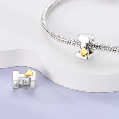 925 Sterling Silver Letter Charms A-Z for Bracelet Necklace Alphabet Bead | Heart letter A B C D G J charm initial gold Pendant beads Jewelry Gift for Women - color: Letter I