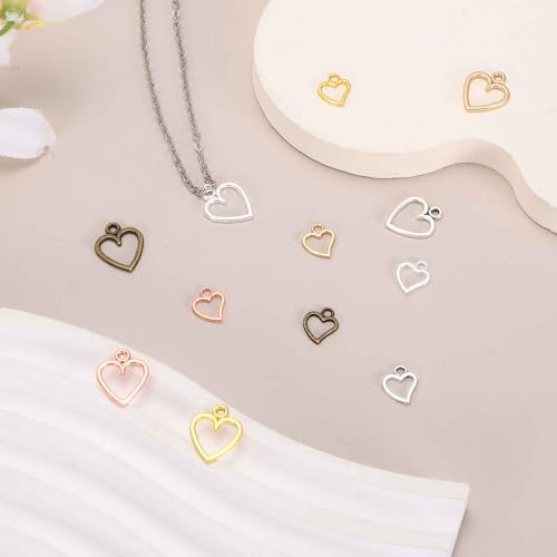 MECCANIXITY Heart Charm, Alloy Love Heart Pendants Valentines Love Dangle Connector Charm Bulk for Jewelry Making Necklace Bracelet Earrings, Cyan - color: Bright Silver