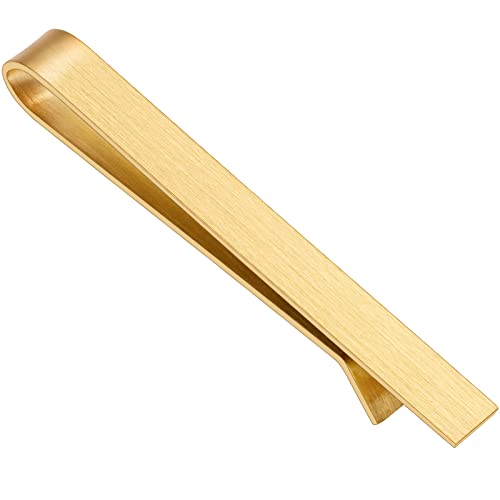 2.2/2.5 Inch Tie Clips for Men's tie in Gift Box, tie bar & pins set for larger width necktie in black red white blue color, Suitable for Wedding Anniversary Christmas Party - size: 2.5'' Wide, style: 1pcs Gold