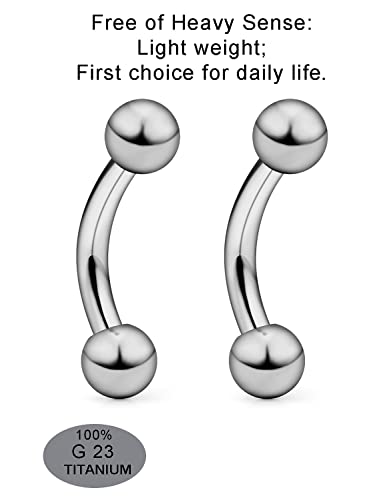 14G 16G Eyebrow Piercing Jewelry G23 Titanium Curved Barbell Eyebrow Ring Vertical Labret Lip Jewelry Rook Daith Earrings Piercing Jewelry for Women Men 6mm 8mm 10mm 12mm 14mm 16mm - color: 16G-6mm
