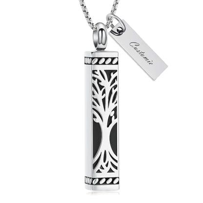 Imrsanl Tree of Life Urn Necklace for Men Women Bar Cremation Jewelry for Ashes Keepsake Ashes Necklace Pendent - color: Customize