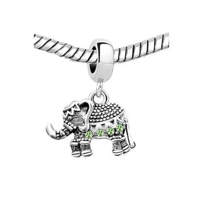 KunBead Elephant Birthstone Dangle Bead Birthday Charms Compatible with Pandora Bracelet for Women - color: August