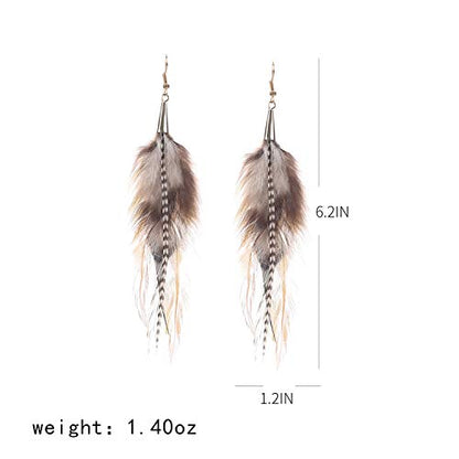 lureme Bohemian Multicolor Pheasant Feathers Dangle Earrings Handmade Natural Feather Earrings (er006314) - style: Style E