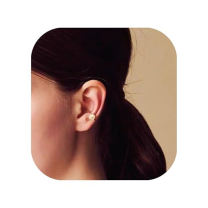 10K Gold Plated 925 Sterling Silver Craft Goddess Relief Carved Rope Design with Diamond Ear Cuff Earrings for Women | Non-Pierced Clip On Cartilage