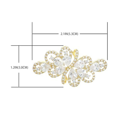 YOQUCOL Cubic Zirconia Crystal Rhinestone Wedding Brooch Pin for Women Brides Jewelry - color: A-Gold