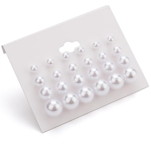 20 Pairs Stud Earrings Jewelry Set for Women Simulated Pearl Crystal CZ Set | Hypoallergenic, Trendy Bridal, Suitable for Weddings Birthdays Christmas Valentine's Day Gift Anniversary Mother's Day - color: 12 Pairs Earrings
